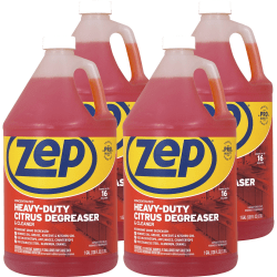 Zep Heavy-Duty Citrus Degreaser - Concentrate - 128 fl oz (4 quart) - 4 / Carton - Heavy Duty - Orange