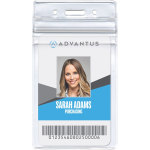 Advantus Vertical Re-sealable Badge Holders, 2 5/8in x 3 3/4in, Clear, Pack Of 50