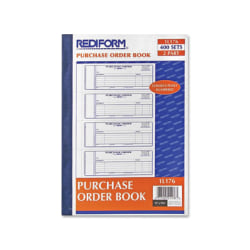 Rediform 2-Part Purchase Order Book - 400 Sheet(s) - Stapled - 2 Part - Carbonless Copy - 2 3/4in x 7in Sheet Size - Blue Print Color - 1 Each