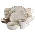 Elama Honey Ivory 16-Piece Dinnerware Set, Ivory