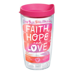 Tervis Hallmark Faith Hope Love Tumbler With Lid, 16 Oz, Clear