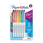 Paper Mate Flair Porous Point Bold Tip Pens, 1.2 mm, White Barrel, Assorted Ink Colors, Pack Of 12 Pens