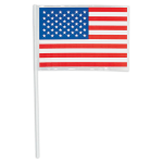 Amscan Patriotic Plastic American Flags, 14-1/2in x 6-1/4in, Pack Of 48 Flags