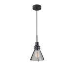 Adesso Beckett Pendant Lamp, 9-1/2inH x 7-1/4inW, Clear Shade/Black Base