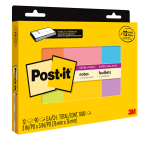 Post-it Super Sticky Notes, 3 in x 3 in, 12 Pads, 90 Sheets/Pad, Clean Removal, Assorted Colors