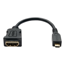 Eaton Tripp Lite Series Micro HDMI to HDMI Adapter for Ultrabook/Laptop/Desktop PC - (Type D M/F), 6 in. (15.2 cm) - HDMI adapter - HDMI female to 19 pin micro HDMI Type D male - 6 in - black