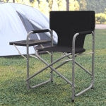 Flash Furniture Folding Directors Camping Chair With Side Table And Cup Holder, Black/Gray