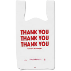 COSCO Thank You Plastic Bags - 11in Width x 22in Length - 0.55 mil (14 Micron) Thickness - High Density - Plastic - 250/Box - White