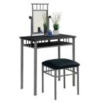 Monarch Specialties Nora Vanity Set, 50-1/2inH x 29inW x 16inD, Black/Silver