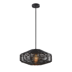 Adesso Kingston Pendant Lamp, Black Rattan Shade/Black Base