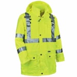 Ergodyne GloWear 8365 Type R Class 3 High-Visibility Rain Jacket, X-Large, Lime