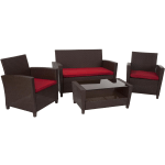 COSCO Malmo Outdoor 4-Piece Conversation Set, Red/Brown