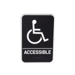 Vollrath Accessible Sign, 9in x 6in, Black/White