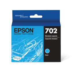 Epson 702 DuraBrite Ultra Cyan Ink Cartridge, T702220-S