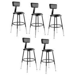 National Public Seating 18in - 24in Height Adjustable Swivel Stool, Burgundy Steel Seat, Grey Frame