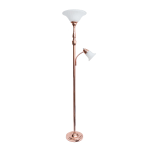 Lalia Home Torchiere Floor Lamp With Reading Light, 71inH, Rose Gold/White