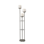 Adesso Bianca Shelf Floor Lamp, 63inH, Brushed Steel/White Opal Glass