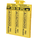 Rubbermaid Commercial Bilingual Over-The-Spill Pads, "Caution Wet Floor" And "cuidado Piso Mojado", 12 5/8inW x 16inH, Yellow, 25 Sheets Per Pad, Box Of 300