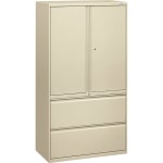 HON 800 Series Storage Cabinet With Lateral File, 36in Wide, Putty