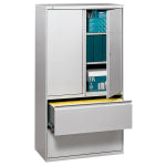 HON 800 Series Storage Cabinet With Lateral File, 36in Wide, Light Gray