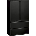 HON 800 Series Storage Cabinet With Lateral File, 42in Wide, Black