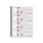 Rediform Money Receipt Book - 300 Sheet(s) - Wire Bound - 2 Part - Carbonless Copy - 7 5/8in x 11in Sheet Size - White Sheet(s) - Red Print Color - Blue Cover - 1 Each