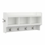 Bush Furniture Woodland 40inW Wall-Mounted Coat Rack With Shelf, White Ash, Standard Delivery