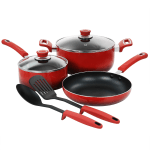 Oster 7-Piece Aluminum Non-Stick Cookware Set, Red