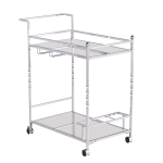 SEI Furniture Ivers 2-Shelf Mirrored Bar Cart, With Bottle Holders And Stemware Racks, 31-1/2inH x 29inW x 15-3/4inD, Chrome