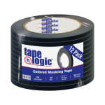 Tape Logic Color Masking Tape, 3in Core, 0.25in x 180ft, Black, Case Of 12