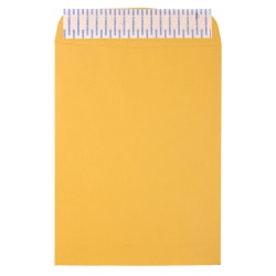 JAM Paper Open-End Envelopes, 9in x 12in, Peel & Seal Closure, Brown Kraft, Pack Of 500 Envelopes