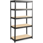 Safco Heavy-duty Boltless Steel Shelving Unit - 5 Tier(s) - 72in Height x 36in Width x 18in Depth - Floor - Sturdy, Durable, Heavy Duty, Adjustable Shelf - Black - Wood, Steel, Particleboard - 1 Each