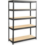 Safco Boltless Steel/Particleboard Shelving, 5 Shelves, 72inH x 48inW x 18inD, Black