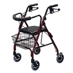 Medline Guardian Deluxe Rollator, 6in Wheels, Burgundy