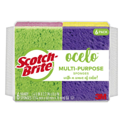 ocelo Scotch-Brite Multi-Purpose Sponge, Assorted Colors, 6-Pack