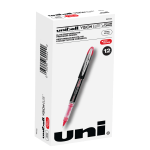 uni-ball Vision Elite Liquid Ink Rollerball Pens, Micro Point, 0.5 mm, Black Barrel, Red Ink, Pack Of 12