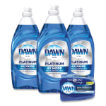 Dawn Platinum Liquid Dish Detergent, Refreshing Rain Scent, 24 Oz, Carton Of 3 Bottles/2 Sponges