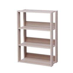 IRIS Mado 35inH 3-Tier Wide Open Shelving Unit, Light Brown