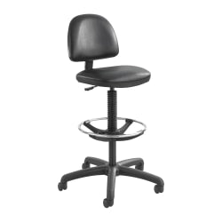 National Public Seating 18in - 25in Height Adjustable Designer Stool, 3in Padded Charcoal Fabric Seat, Black Frame