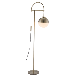 Zuo Modern Waterloo Floor Lamp, 68-15/16inH, White Shade/Brushed Brass Base