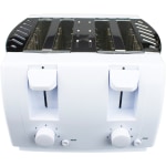 Brentwood TS-265 Cool Touch 4 Slice Toaster, White - 1300 W - Toast, Browning - White, Silver