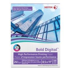 Xerox Bold Digital Printing Paper, Letter Size (8 1/2in x 11in), 98 (U.S.) Brightness, 24 Lb, FSC Certified, Ream Of 500 sheets