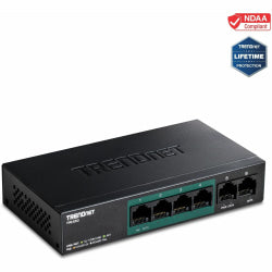 TRENDnet 6-Port Fast Ethernet PoE+ Switch, 4 x Fast Ethernet PoE Ports, 2 x Fast Ethernet Ports, 60W PoE Budget, 1.2 Gbps Switch Capacity, Metal, Limited Lifetime Protection, Black, TPE-S50 - 6-Port Fast Ethernet PoE+ Switch