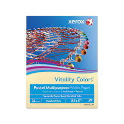 Xerox Vitality Colors Pastel Plus Color Multi-Use Printer & Copy Paper, Ivory, Letter (8.5in x 11in), 500 Sheets Per Ream, 24 Lb, 30% Recycled