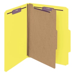 Smead Classification Folders, With SafeSHIELD Coated Fasteners, 1 Divider, 2in Expansion, Letter Size, Yellow, Box Of 10