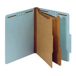 Office Depot Brand Pressboard Classification Folders With Fasteners And 2 Dividers, Letter Size, 100% Recycled, Light Blue, Box Of 10