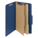 Smead Classification Folders, Top-Tab With SafeSHIELD Coated Fasteners, 2in Expansion, Legal Size, 50% Recycled, Dark Blue, Box Of 10