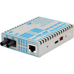 Omnitron FlexPoint 10/100 - Fiber media converter - 100Mb LAN - 10Base-T, 100Base-FX, 100Base-TX - RJ-45 / ST single-mode - up to 37.3 miles - 1310 nm