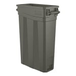 Suncast Commercial Narrow Rectangular Resin Trash Can, With Handles, 23 Gallons, 30inH x 11inW x 22inD, Gray