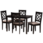 Baxton Studio Henry 5-Piece Dining Set, 29-1/8inH x 43-5/16inW x 27-9/16inD, Sand/Dark Brown